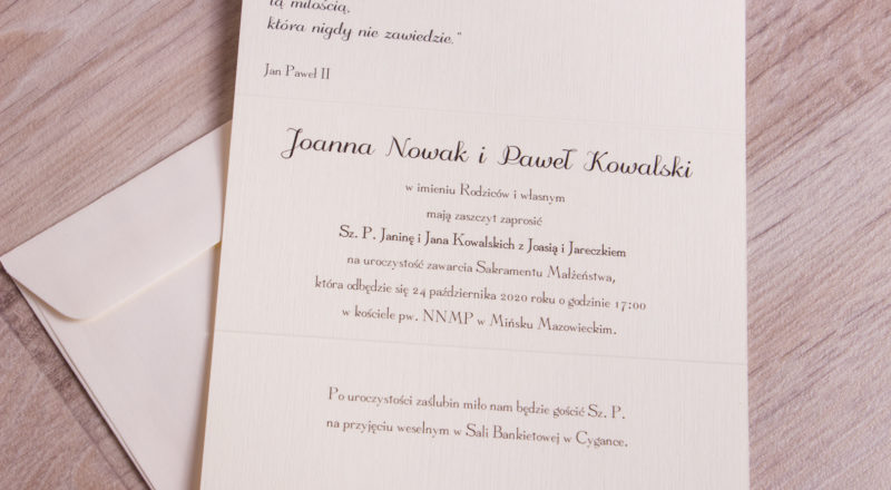 Zaproszenia ślubne – KORONKOWE: wzór nr 2